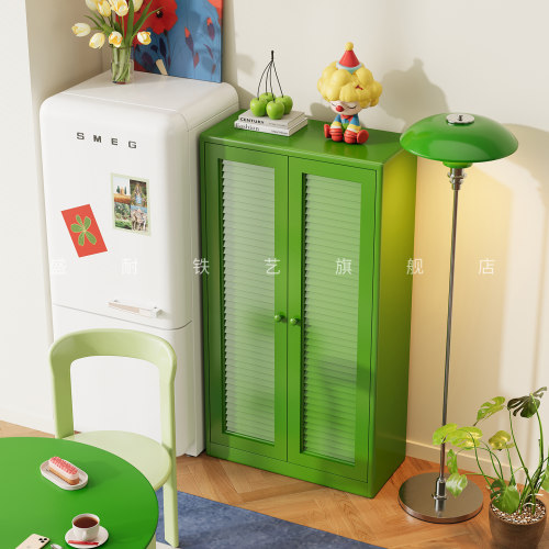 金属餐边柜靠墙一体铁艺储物柜