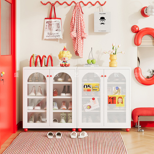 小户型钢制鞋 架 柜家用门口楼道外落地多层防尘收纳柜大容量金属鞋