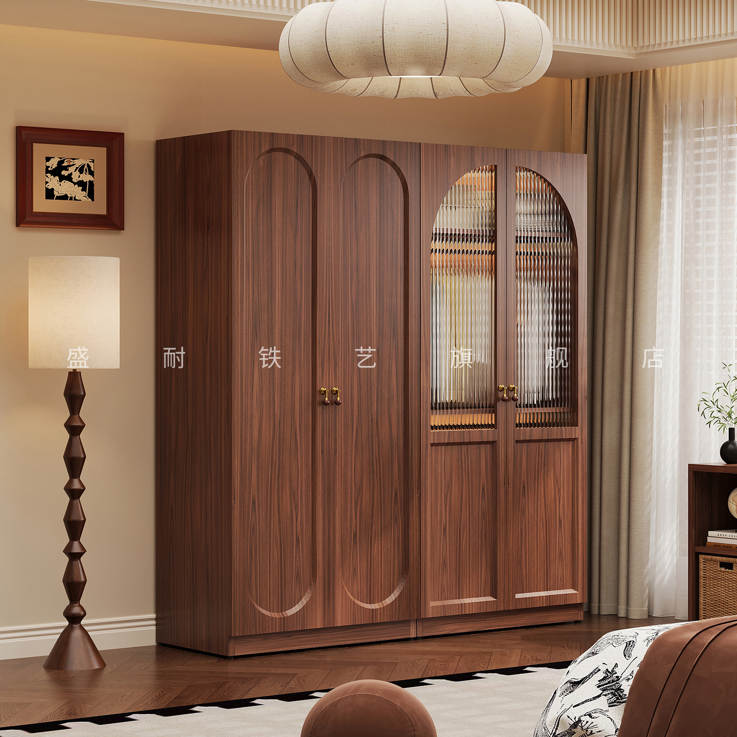 中古风铁皮衣柜家用卧室成品衣柜