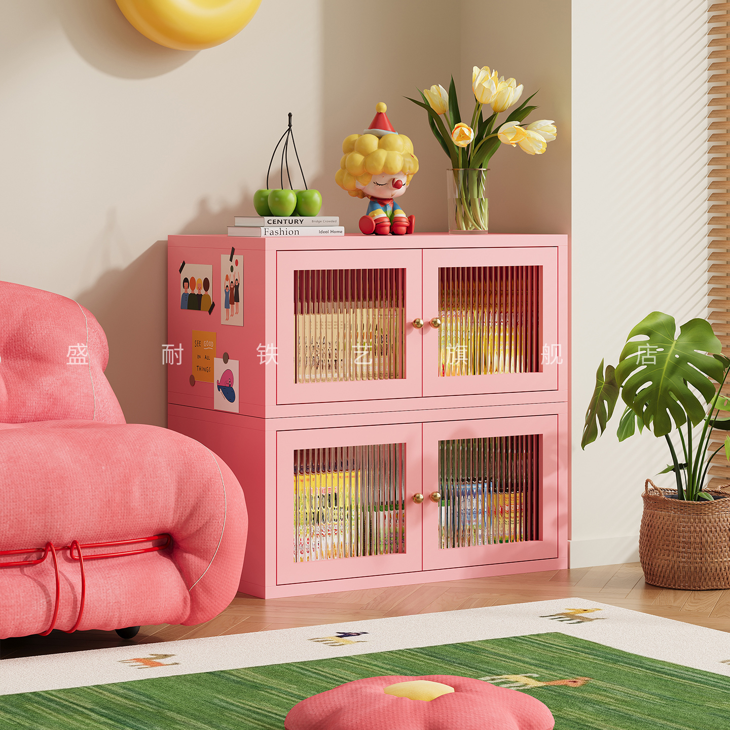 飘窗书架中古风家用客厅沙发旁边