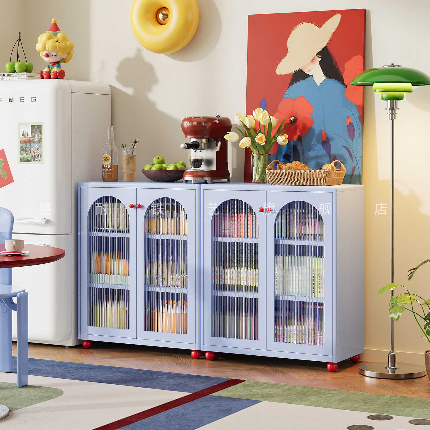 包豪斯钢制餐边柜极简现代小户型家用客厅边柜金属储物柜靠墙一体,住宅家具,餐边柜,淘宝优惠券,粉丝福利购,淘宝优惠卷