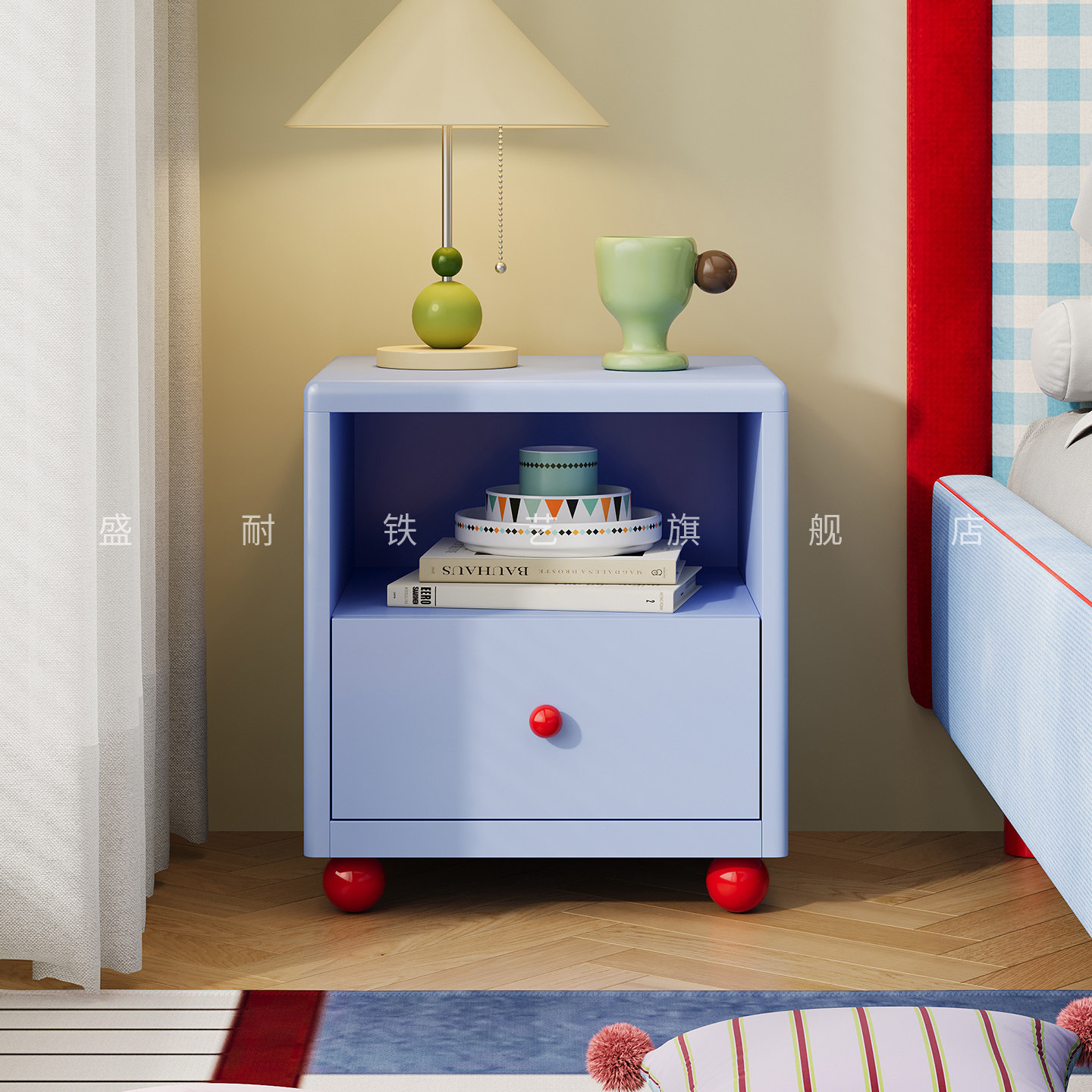 2025新款卧室床头柜包豪斯儿童床边圆角小型置物柜铁艺储物收纳柜