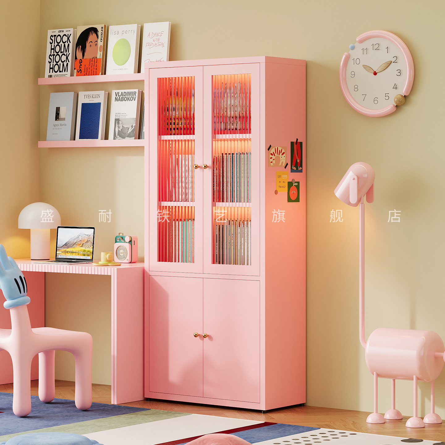 客厅书柜置物架钢制儿童书架展示