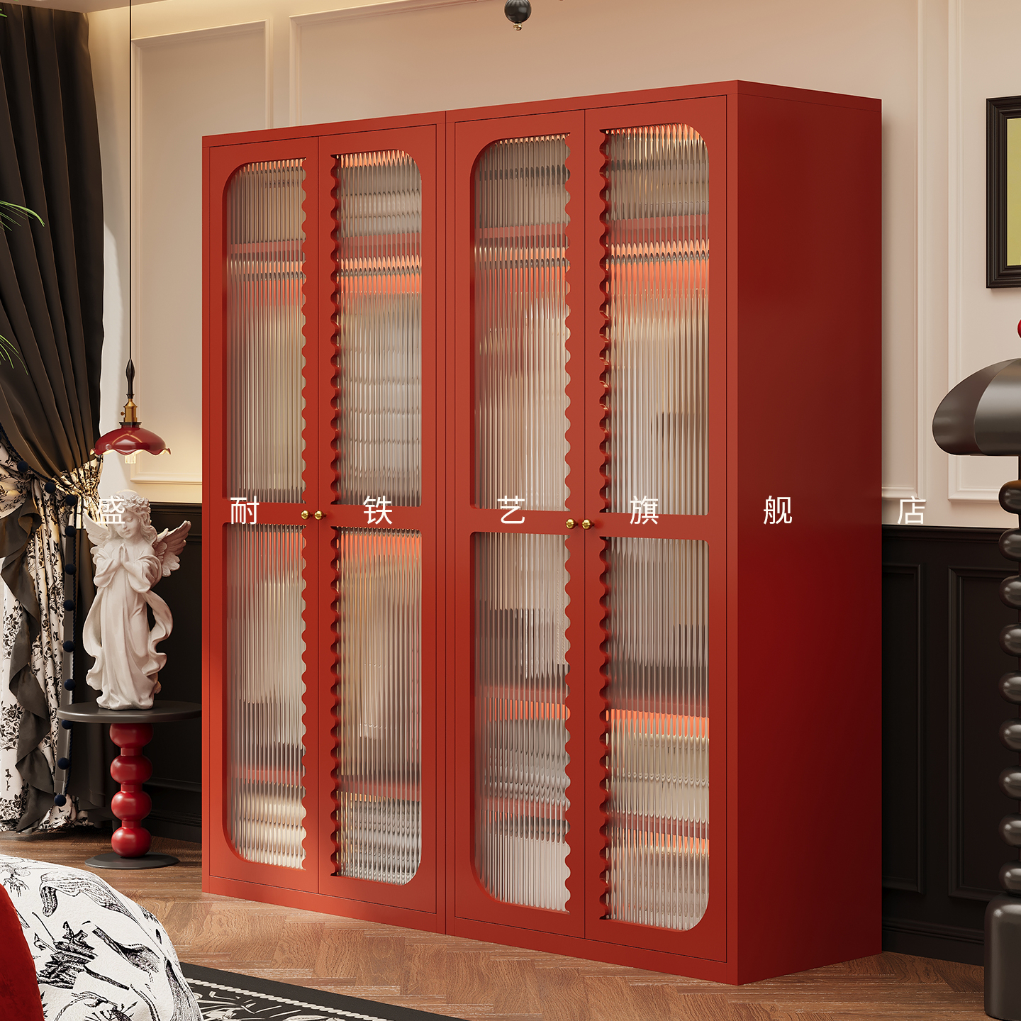 盛耐法式复古风钢制衣柜铁皮柜