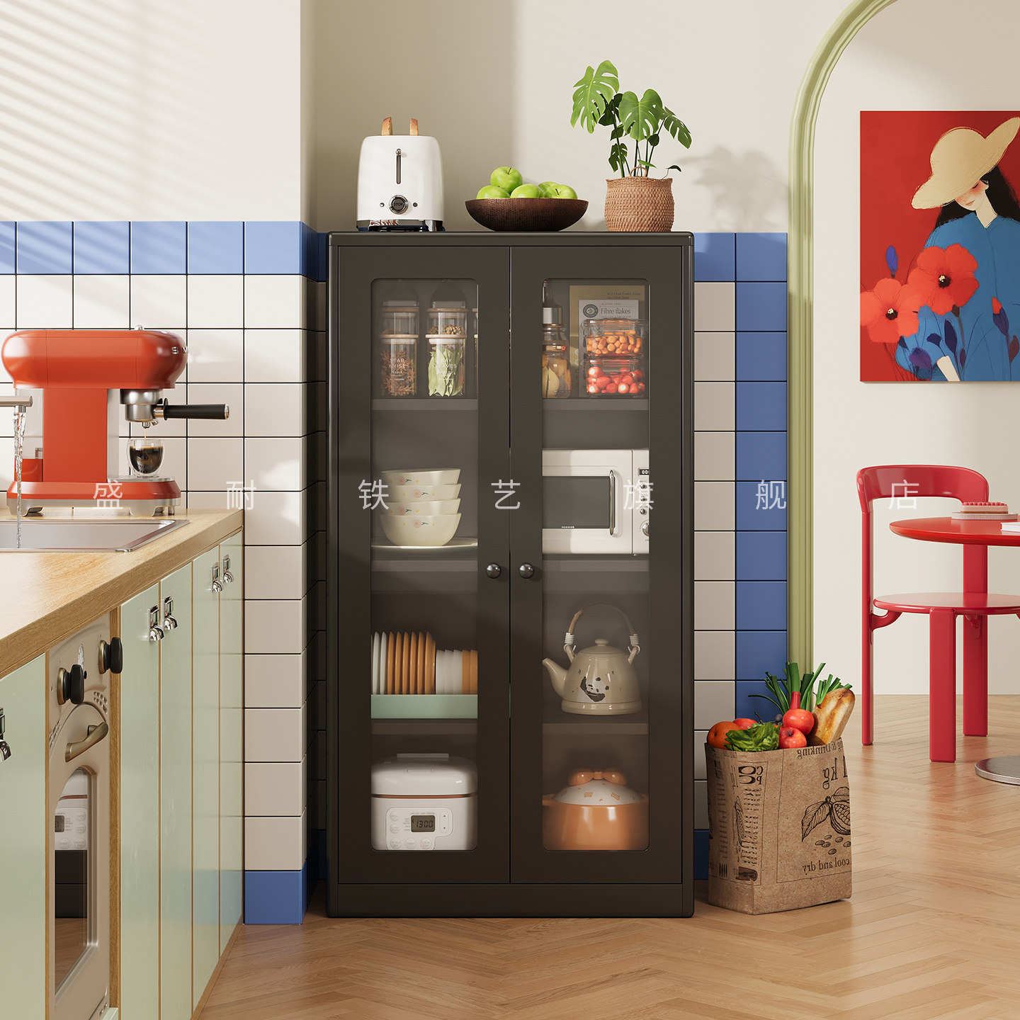 多功能金属餐边柜客厅家用厨房置物柜储物柜小户型家用铁艺置物架,住宅家具,餐边柜,淘宝优惠券,粉丝福利购,淘宝优惠卷