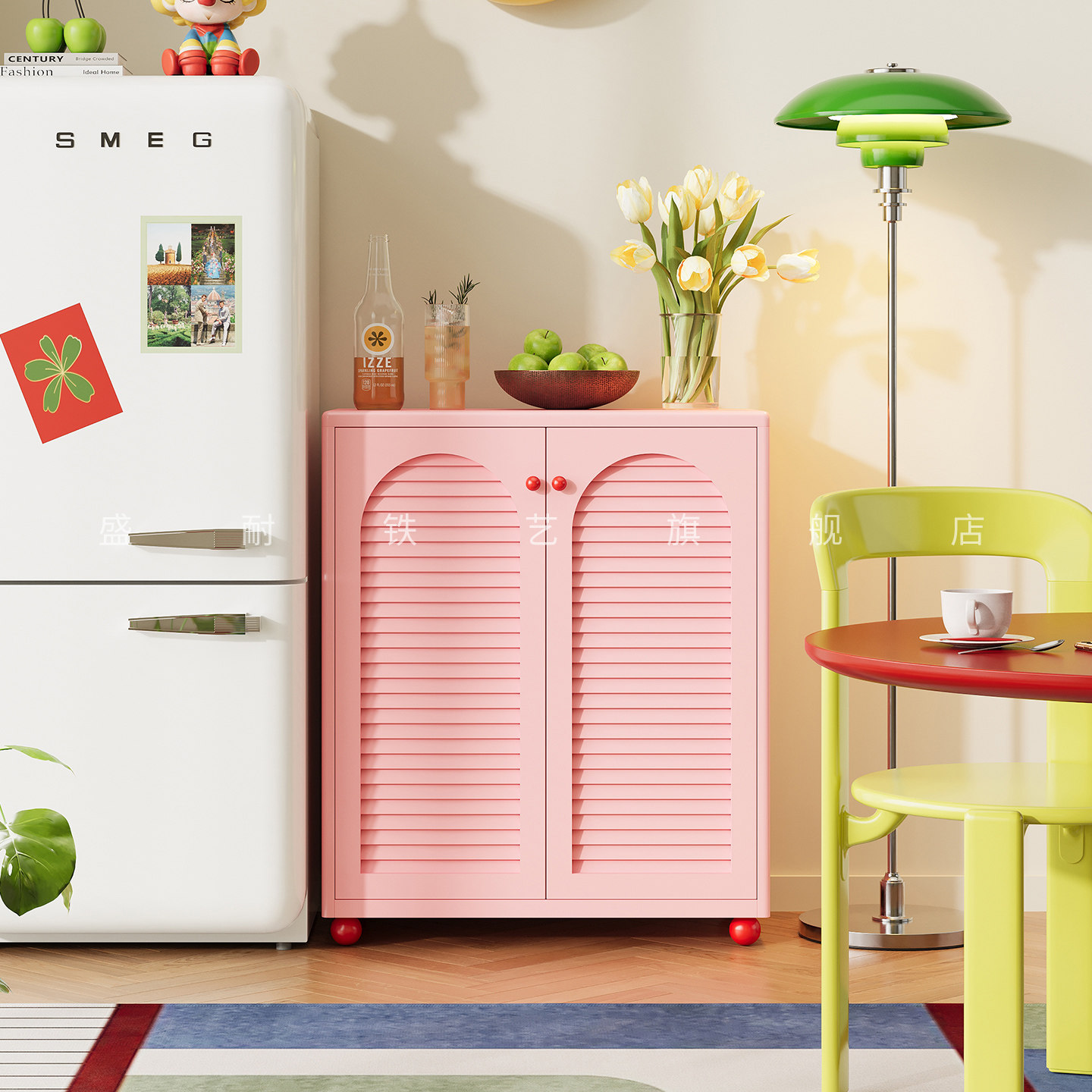 2026年新款金属餐边柜简约适合小户型窄边柜铁艺客厅收纳架储物柜