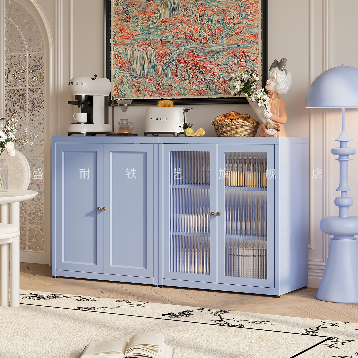 盛耐法式奶油风餐边柜厨房储物柜