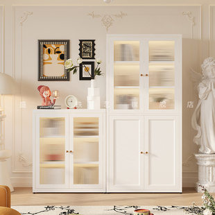 钢制书柜带玻璃门落地家用组合客厅防尘置物柜儿童书架柜子展示柜
