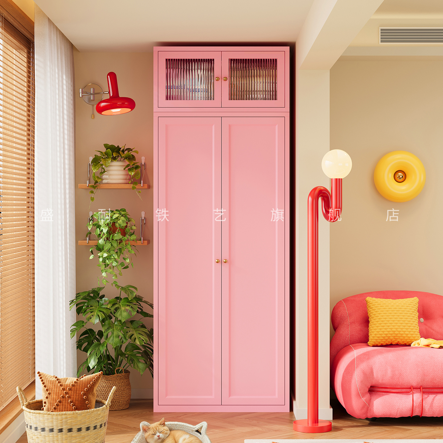 家用储物柜阳台钢制防水防晒收纳柜一体靠墙大容量收纳储物铁皮柜