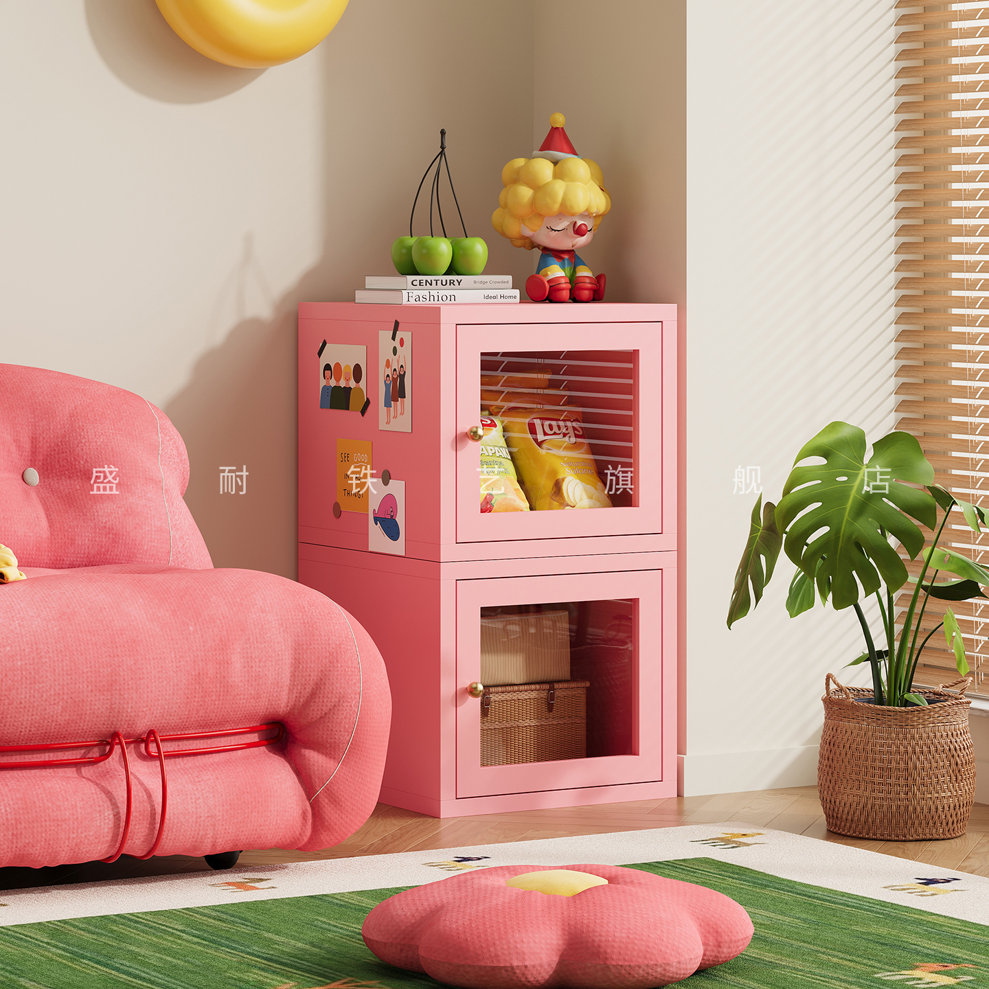 多功能边柜铁艺小立柜窄柜沙发柜