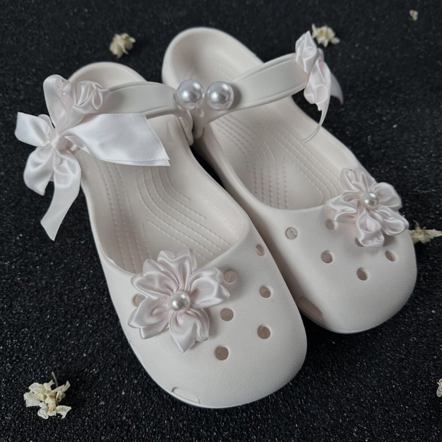 洞洞鞋配饰浅粉色樱花蝴蝶结鞋花可拆卸百搭甜美清新风花朵装饰