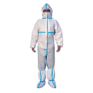 伏兴一次性连体防护服隔离服覆膜压条隔离衣无纺布工作服全身带帽