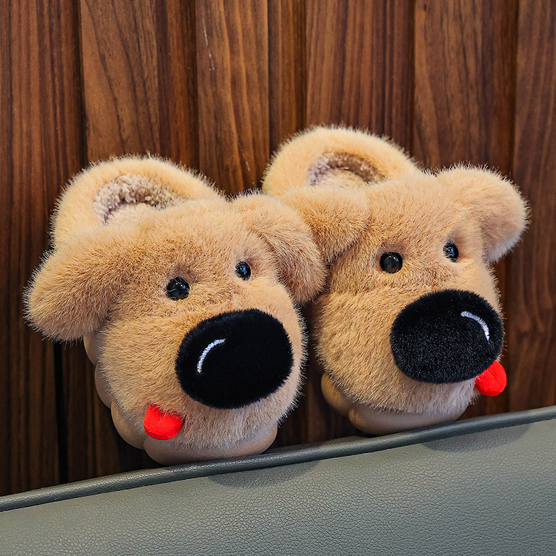 儿童棉拖鞋男女童秋冬季可爱小狗