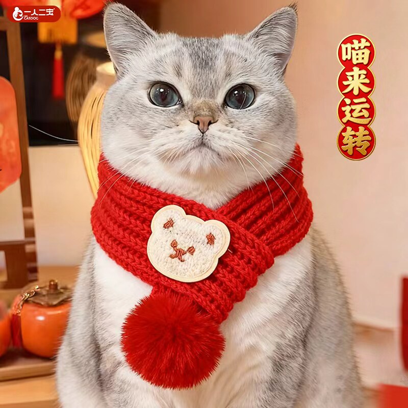 【新年仪式感】猫咪新年围巾围脖