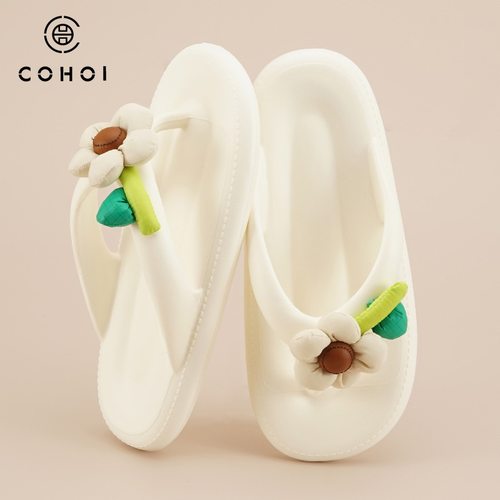COHOI花朵厚底人字拖女