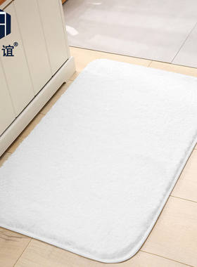 正奇谊毛绒地垫加厚浴室卫生间防滑吸水脚垫地毯茶白色60x110cm