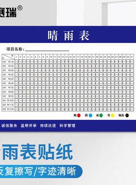安赛瑞建筑施工晴雨表贴纸1张60*80CM深蓝色1H02096