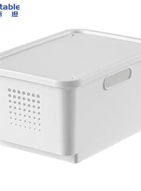 稳斯坦W5840带盖提手收纳箱盒杂物整理塑料防尘储物箱子宽型小号2