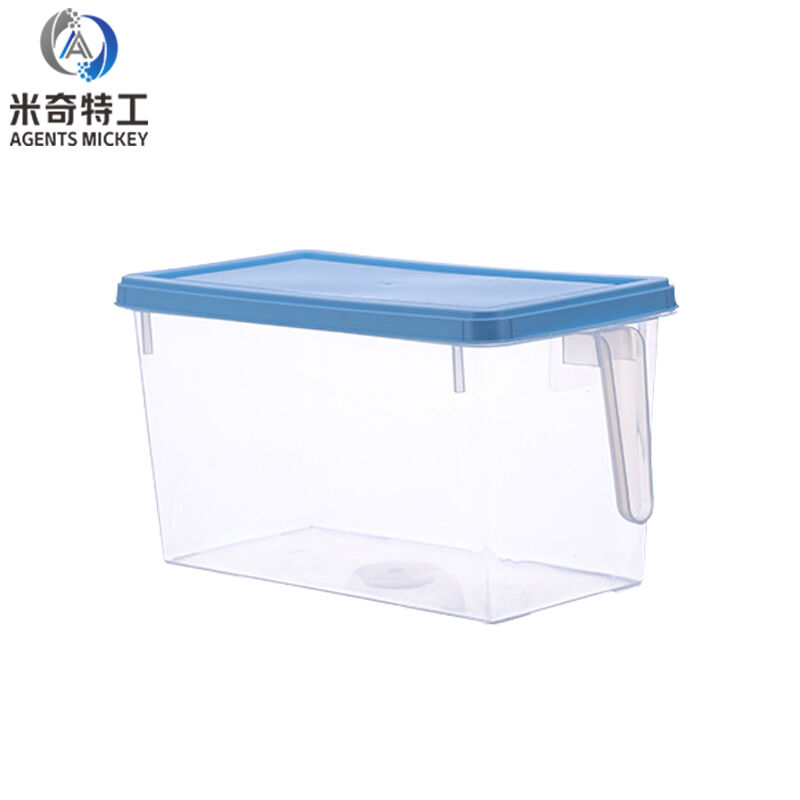 米奇特工收纳盒塑料透明箱抽屉式收纳盒储物盒蓝色小号4L(26*15*
