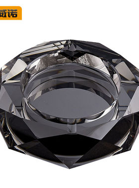 斯威诺K-1255水晶玻璃烟灰缸酒店会议室KTV八角烟缸18CM电镀黑色