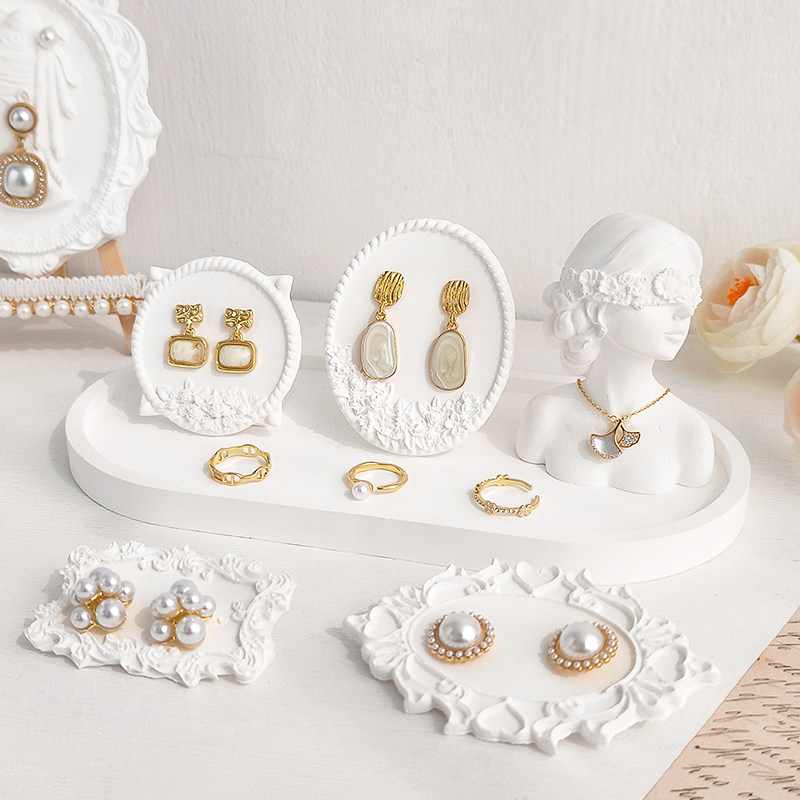 ins白色石膏摆件首饰展示架珠宝店项链耳钉摆设陈列饰品拍照道具