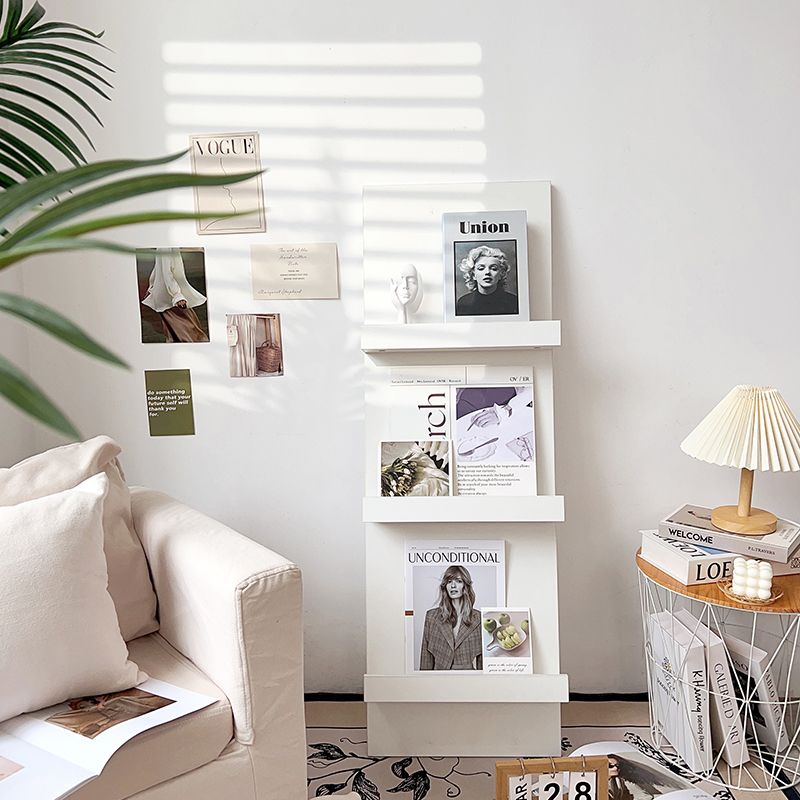 ins拍照氛围道具白色落地杂志架