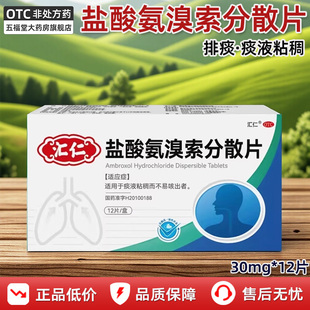 汇仁盐酸氨溴索分散片12片咳痰痰多吐不完痰液粘稠祛痰化痰药和