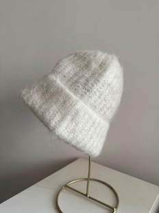 苏力秘鲁羊驼毛百搭经典款白色棕色感加厚毛线帽女士冬季保暖