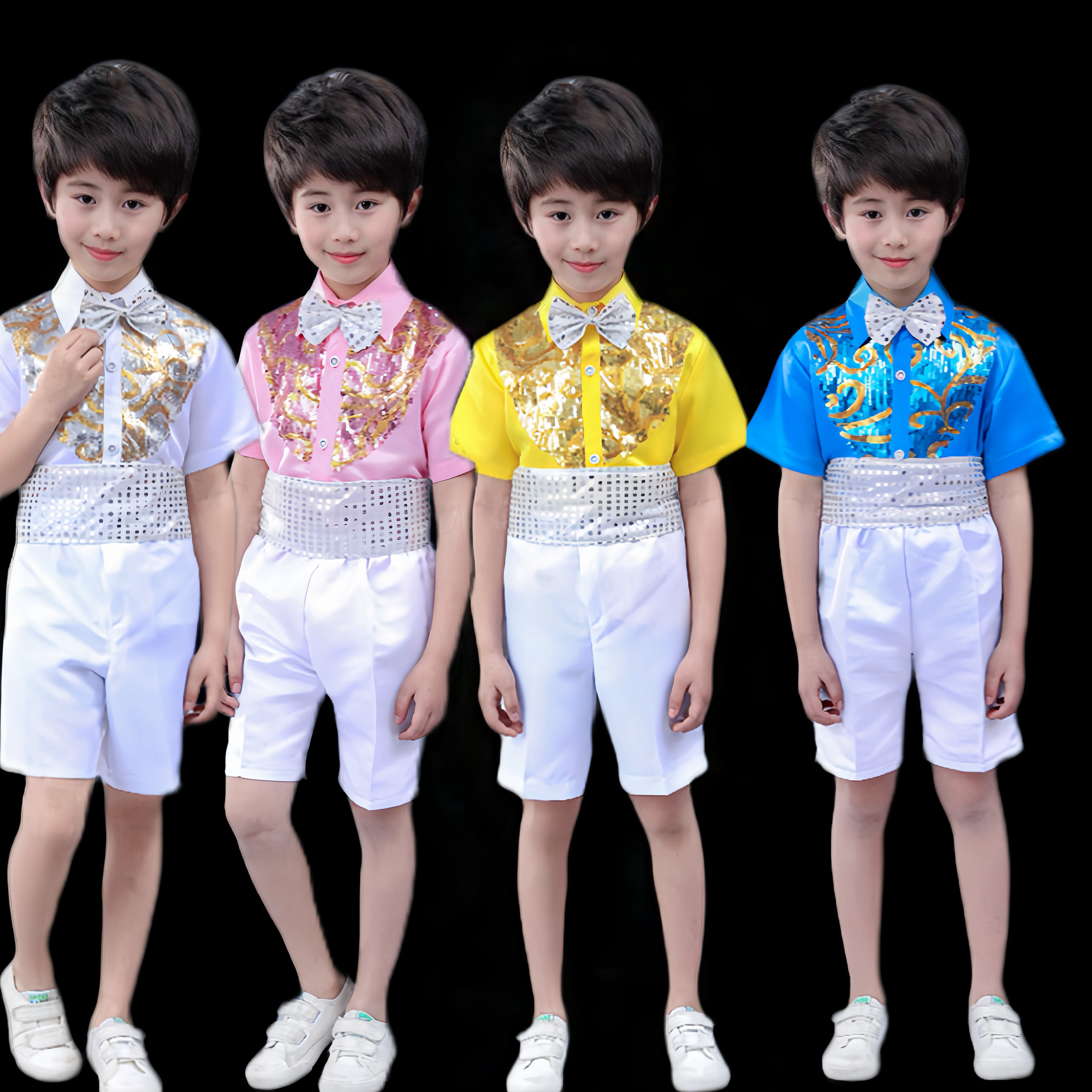 六一儿童演出服男孩舞台亮片节目表演服幼儿园舞蹈主持人帅气服装
