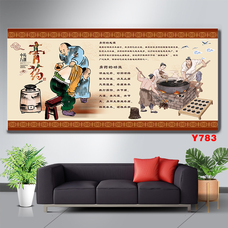 传统中药膏药宣传海报膏药功效装饰画起源挂图中医药文化背景墙贴