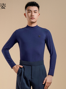 扉姿 男士摩登舞上衣长袖舞蹈练功服拉丁舞服成人跳舞服装F5024