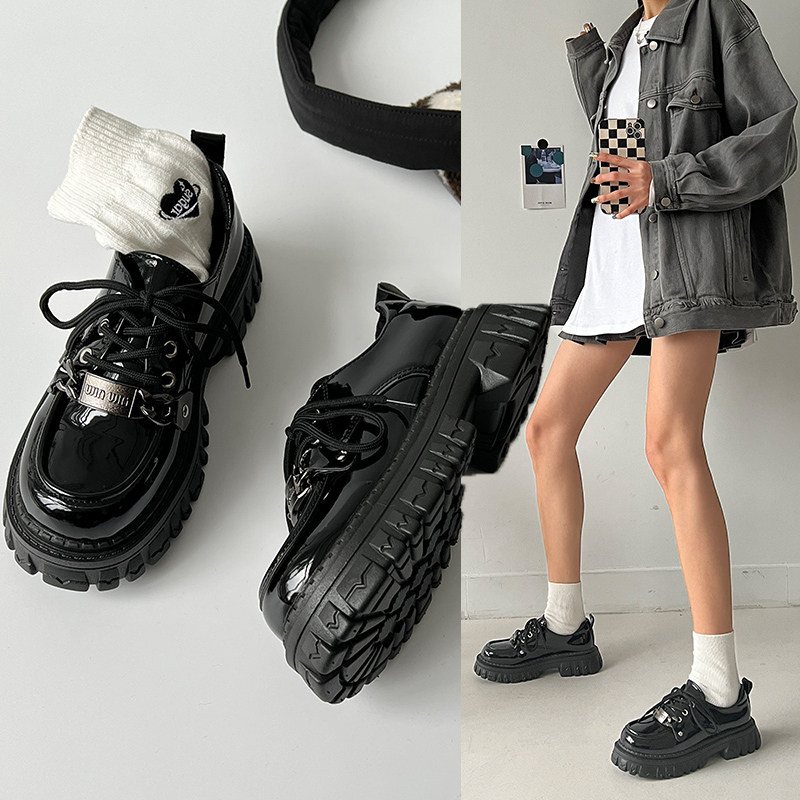 单鞋英伦风系带小皮鞋