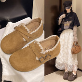 女款 2025秋季 新款 复古厚底全包勃肯鞋 内增高配裙子一脚蹬博肯单鞋