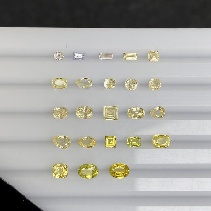 CB10天然无烧老烧彩色蓝宝石黄18K金定制时尚戒指手链耳钉特价