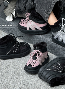 儿童雪地靴冬新款女童洋气防水棉鞋男童高帮防滑保暖加绒运动鞋潮