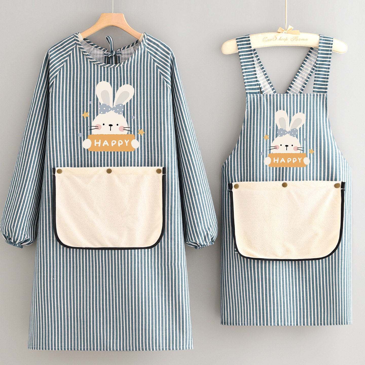 2025新款棉麻长袖罩衣家用厨房