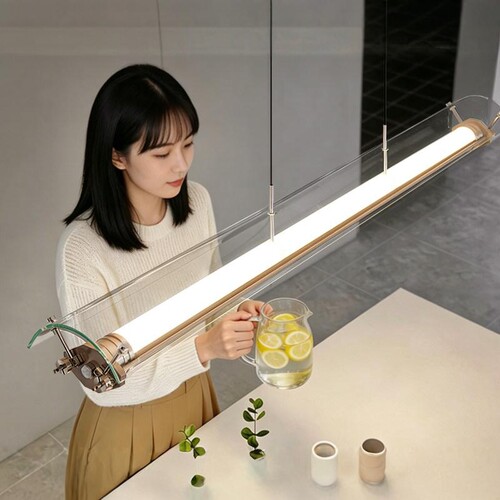 包豪斯一字玻璃星月餐吊灯现代简约餐厅工业风灯具护眼YJA66