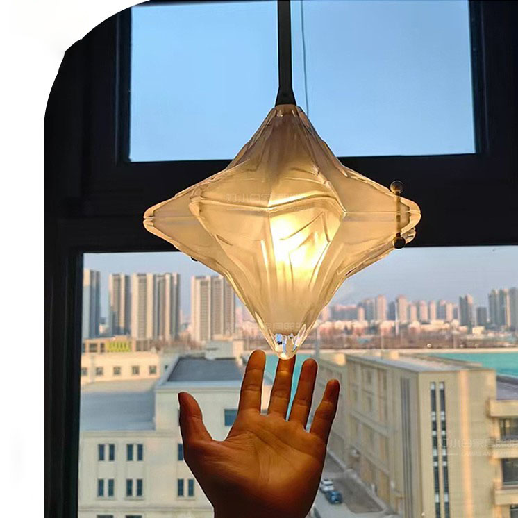 复刻全铜ArtDeco星星吊灯 法式中古设计师爱调性卧室床头小吊灯具