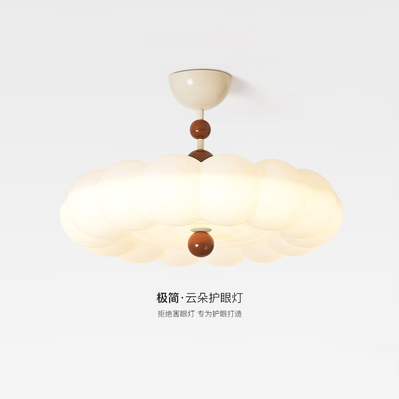 极简卧室吸顶灯全光谱奶油风云朵儿童房间灯法式复古护眼主卧灯