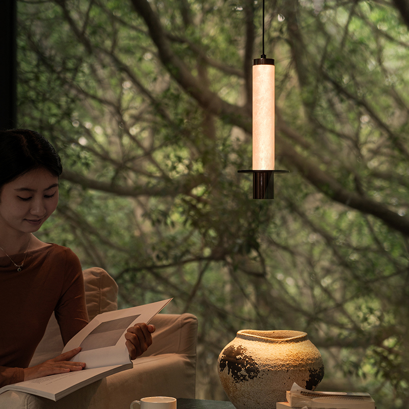 意式锦云床头吊灯卧室天然云石小吊客厅走廊过道玄关装饰吊线灯具