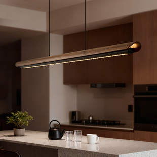 Nikola观月餐厅吊灯宋式美学茶室简约岛台中古吧台餐桌一字长条灯