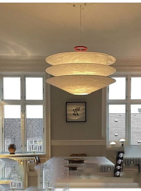 Floatation悬浮斗笠吊灯诧寂中古风餐厅客厅灯复古杜邦纸设计师灯