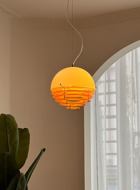 创意日落橙色餐厅吊灯 包豪斯吧台岛台孟菲斯设计师高级感水吧灯