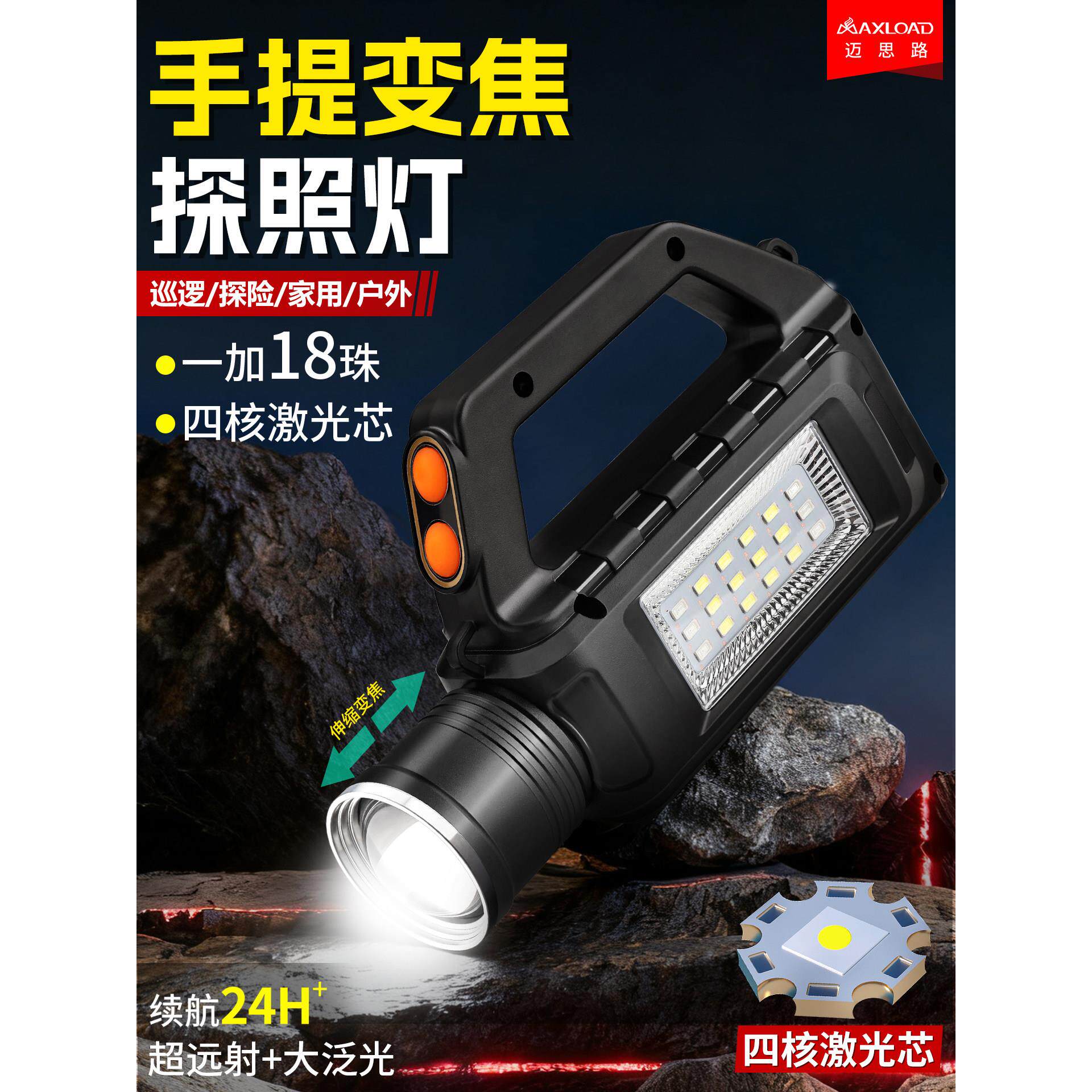 手电筒2025新款强光充电户外远射超亮小型便携防水变焦手提探照灯
