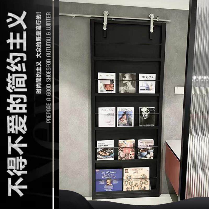 简约谷仓门书架门手推式铁艺烤漆吊轨移动门 个性铁门铁艺门