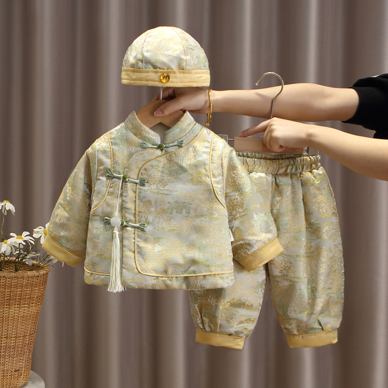 宝宝周岁礼服秋冬婴儿满百日抓周服男宝一岁生日宴中式唐装拜年服