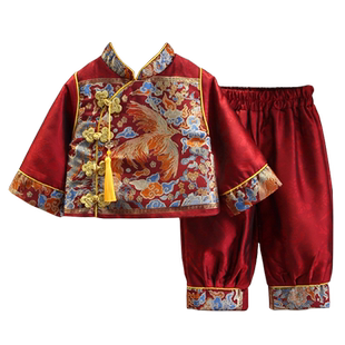 周岁礼服男宝冬季唐装婴儿生日宴抓周服女童中式新年装宝宝拜年服