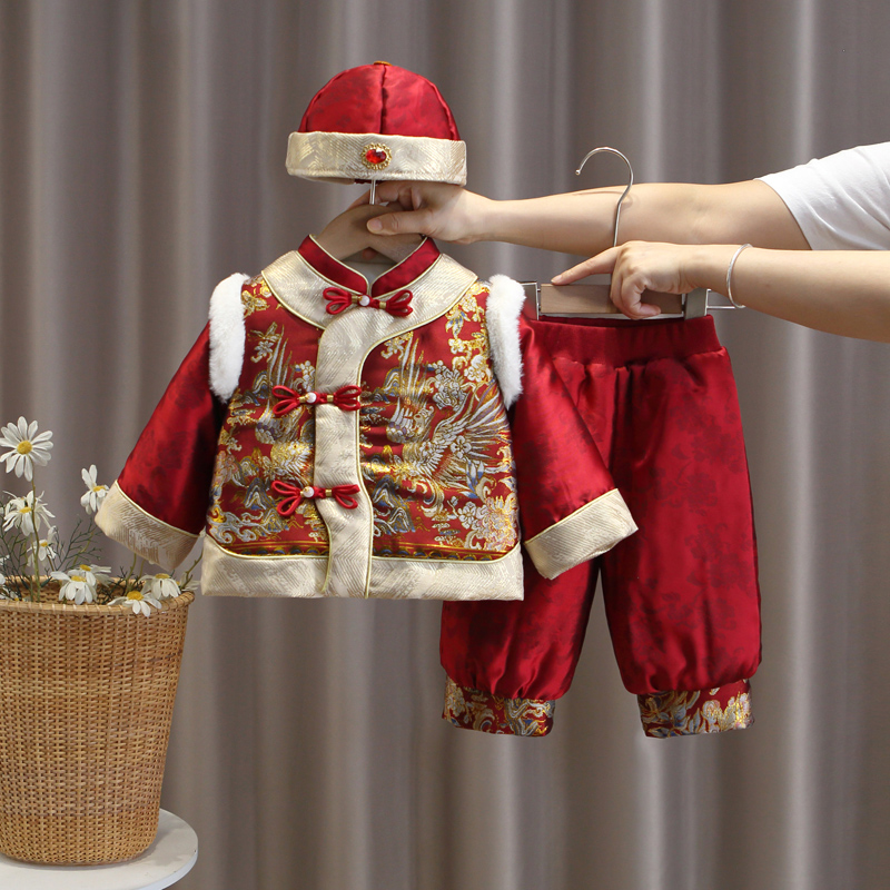 女宝宝周岁礼服唐装冠衣女童周岁宴抓周中式喜庆新年衣服儿童年服