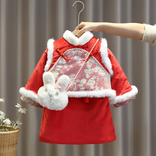 Пуховик, детское ханьфу, демисезонное ципао, юбка на девочку, китайский стиль