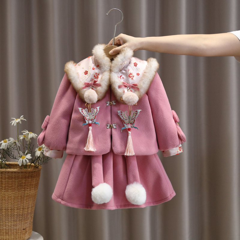 女童汉服秋冬款加绒2025新款中国风新年衣服儿童新年装冬季拜年服
